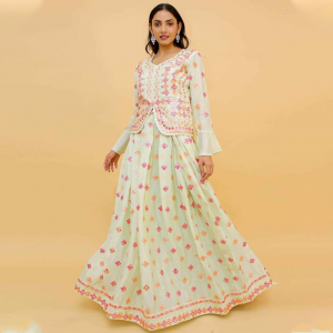 Embellished Thread Work Detail Ready to Wear Lehenga & Blouse With Dupatta