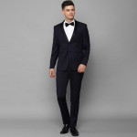 Men Navy Blue Solid Slim-Fit Single-Breasted Party Suit